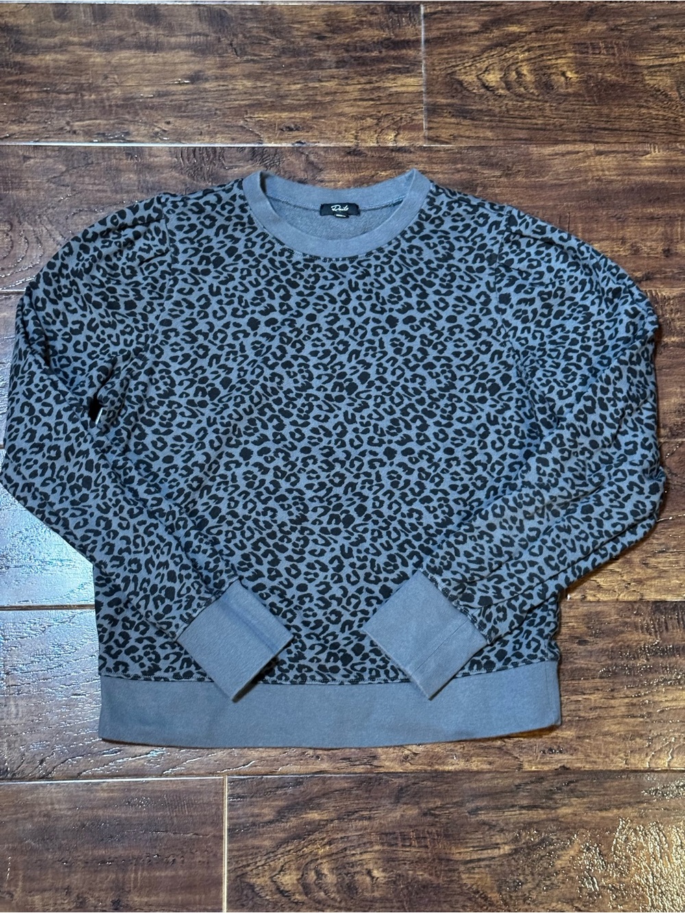 Rails Marcie Sweatshirt Charcoal Mini Cheetah Crewneck Pullover Size Small